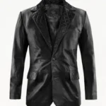 Men Black Quilted Modern Leather Blazer