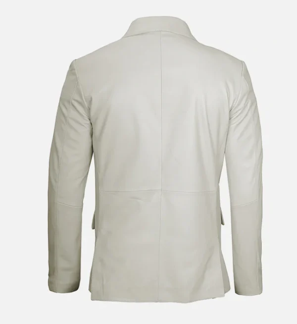 Mens Off White Real Leather Blazer