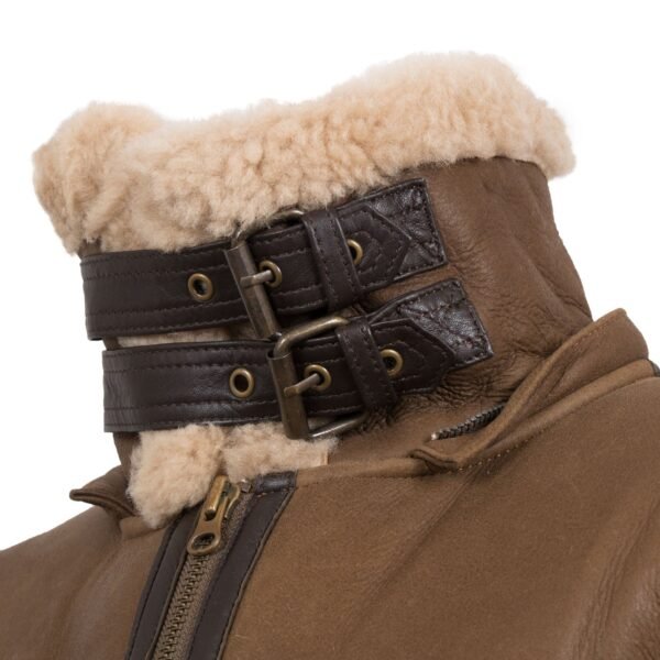 Women Brown Hooded Shearling Leather Jacket