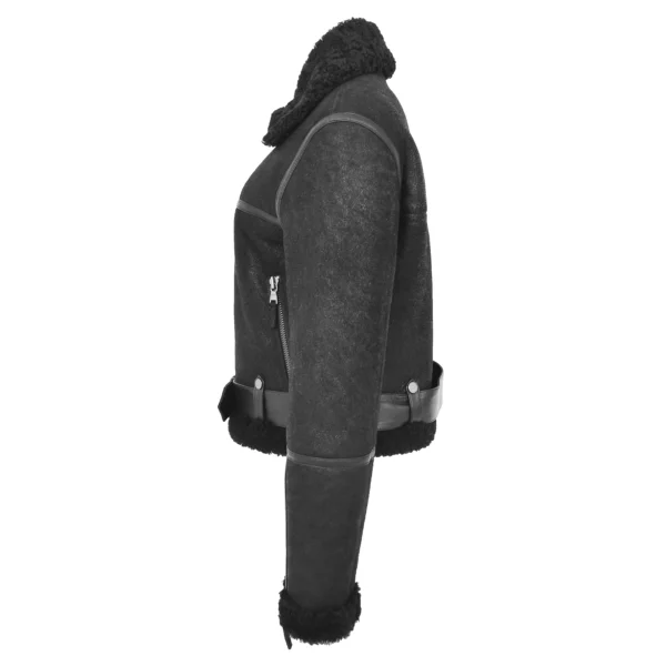 Women Black Falcon Sheepskin Aviator Jacket