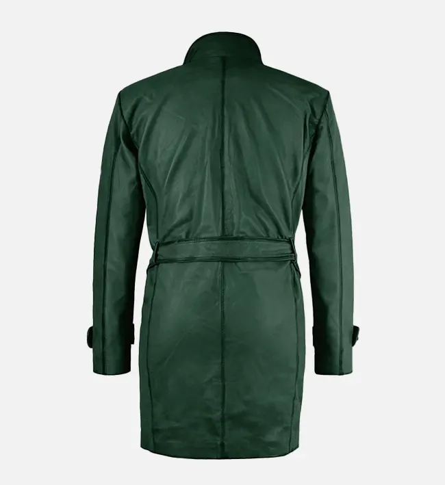 Men Royal Flying Green Burnished Leather Coat
