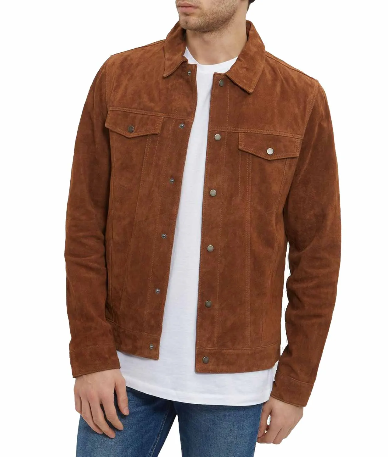 Mens Dicke Brown Seude Leather Jacket