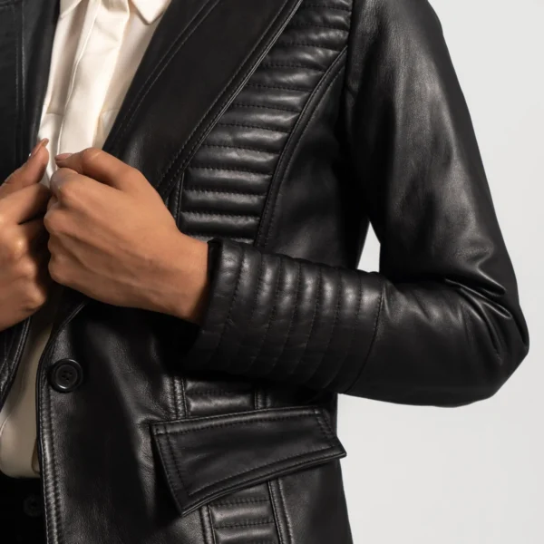 Womens Selina Black Leather Blazer