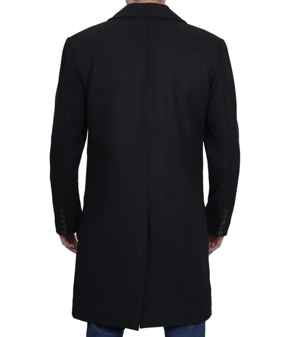 Mens Single Breasted Black Wool Coat