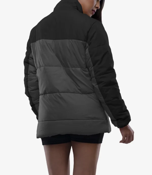 Womens Dual Tone Black And Gray Puffer Jacket
