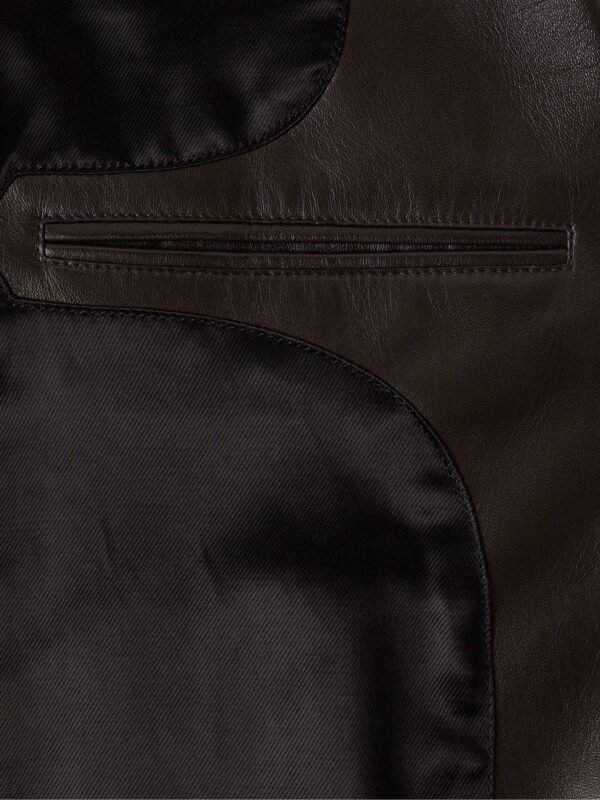 Mens Slim Fit Dark Brown Leather Blazer