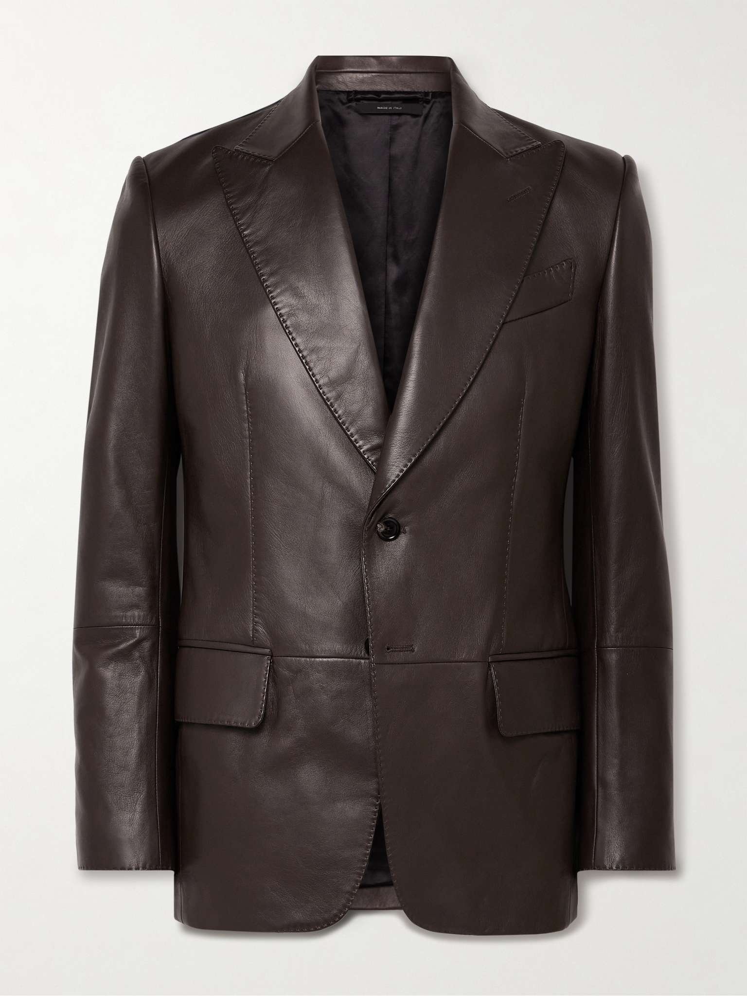 Mens Slim Fit Dark Brown Leather Blazer