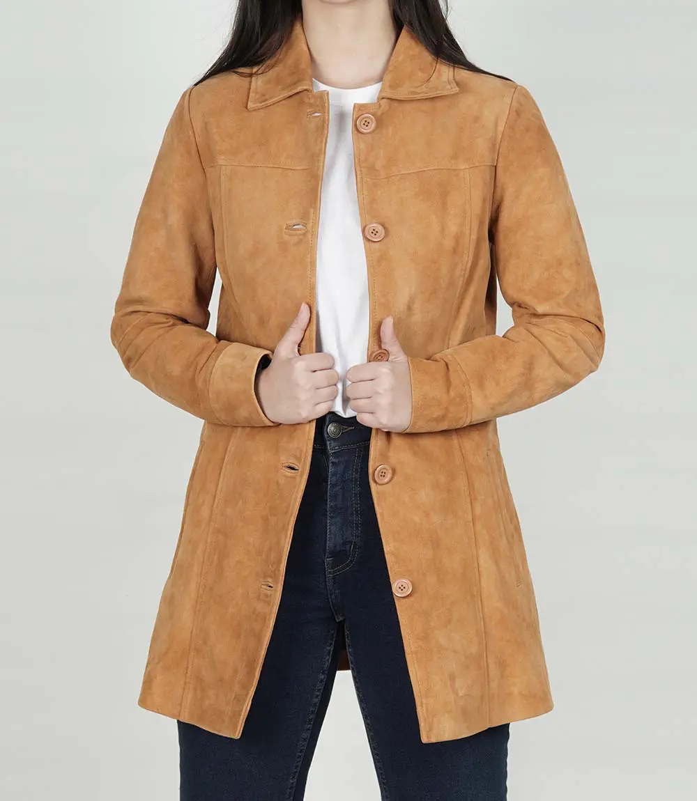 Womens Brown Suede Coat