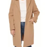Womens Beige Knee Wool Coat