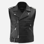 Men Stylish Thunderbolt Leather Biker Vest