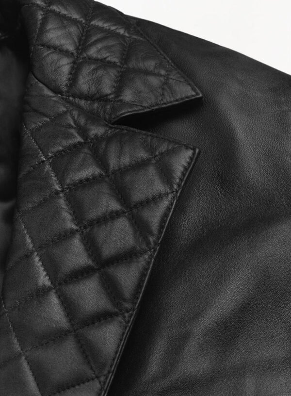Men Black Quilted Modern Leather Blazer