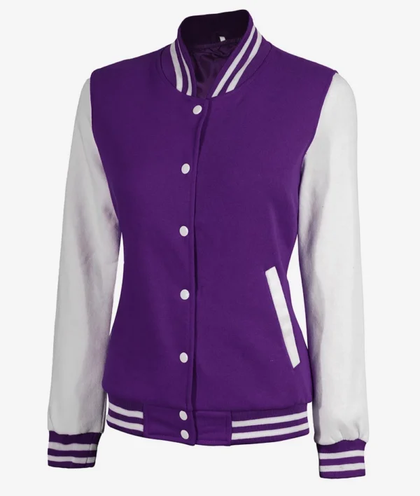 Womens Purple And White Varsity Jacket