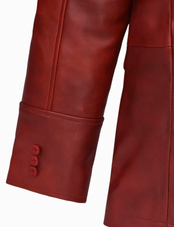 Mens Bold Vintage Red Leather Blazer