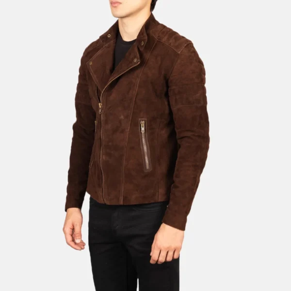 Men Mocha Suede Biker Jacket