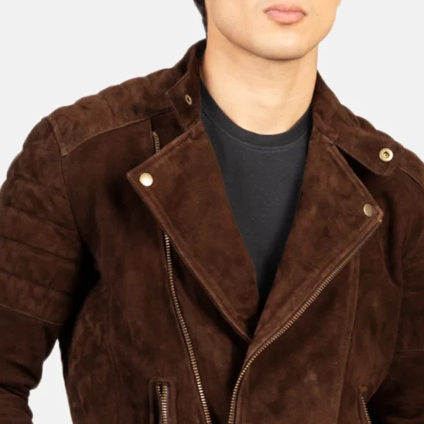Men Mocha Suede Biker Jacket