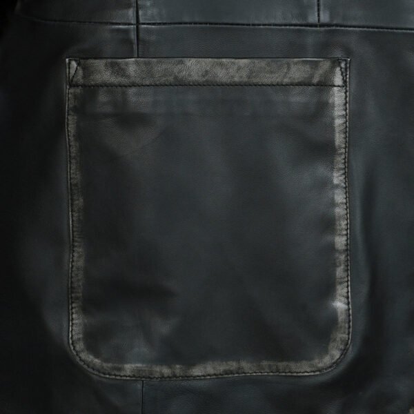 Men Formal Button Style Black Leather Blazer