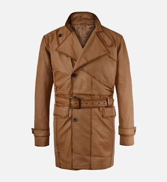 Men Royal Flying Tan Burnished Leather Coat