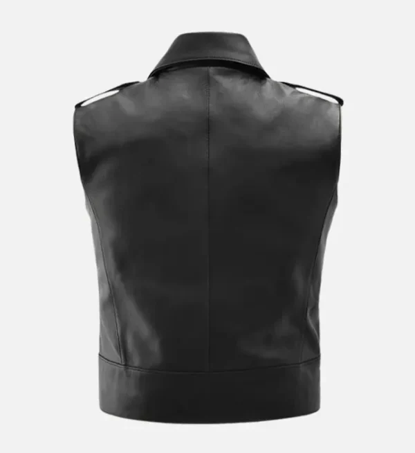 Men Stylish Thunderbolt Leather Biker Vest