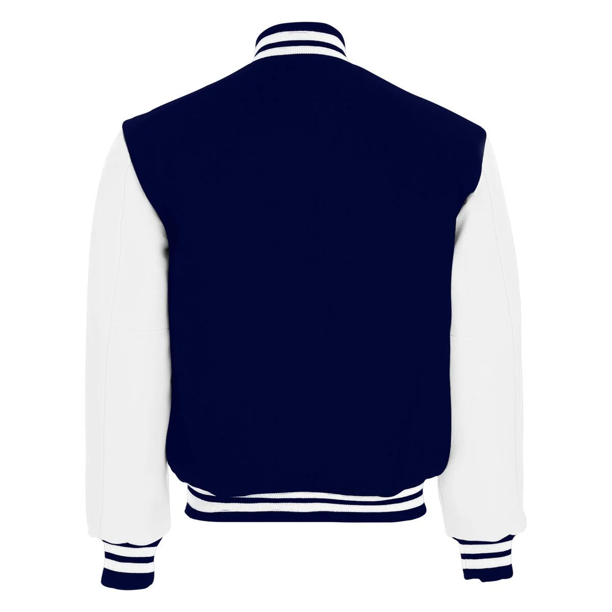 Mens Navy Blue And White Varsity Jacket