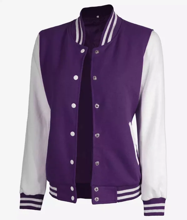 Womens Purple And White Varsity Jacket