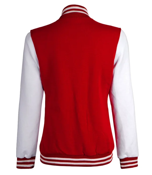 Womens Red And White Varsity Jacket