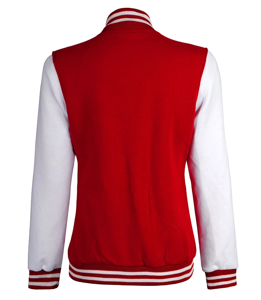 Womens Red And White Varsity Jacket