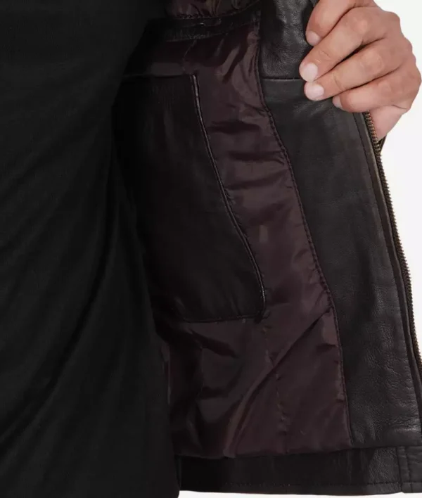Men Tall Quilted Distressed Brown Leather Jacket