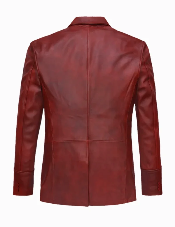 Mens Bold Vintage Red Leather Blazer