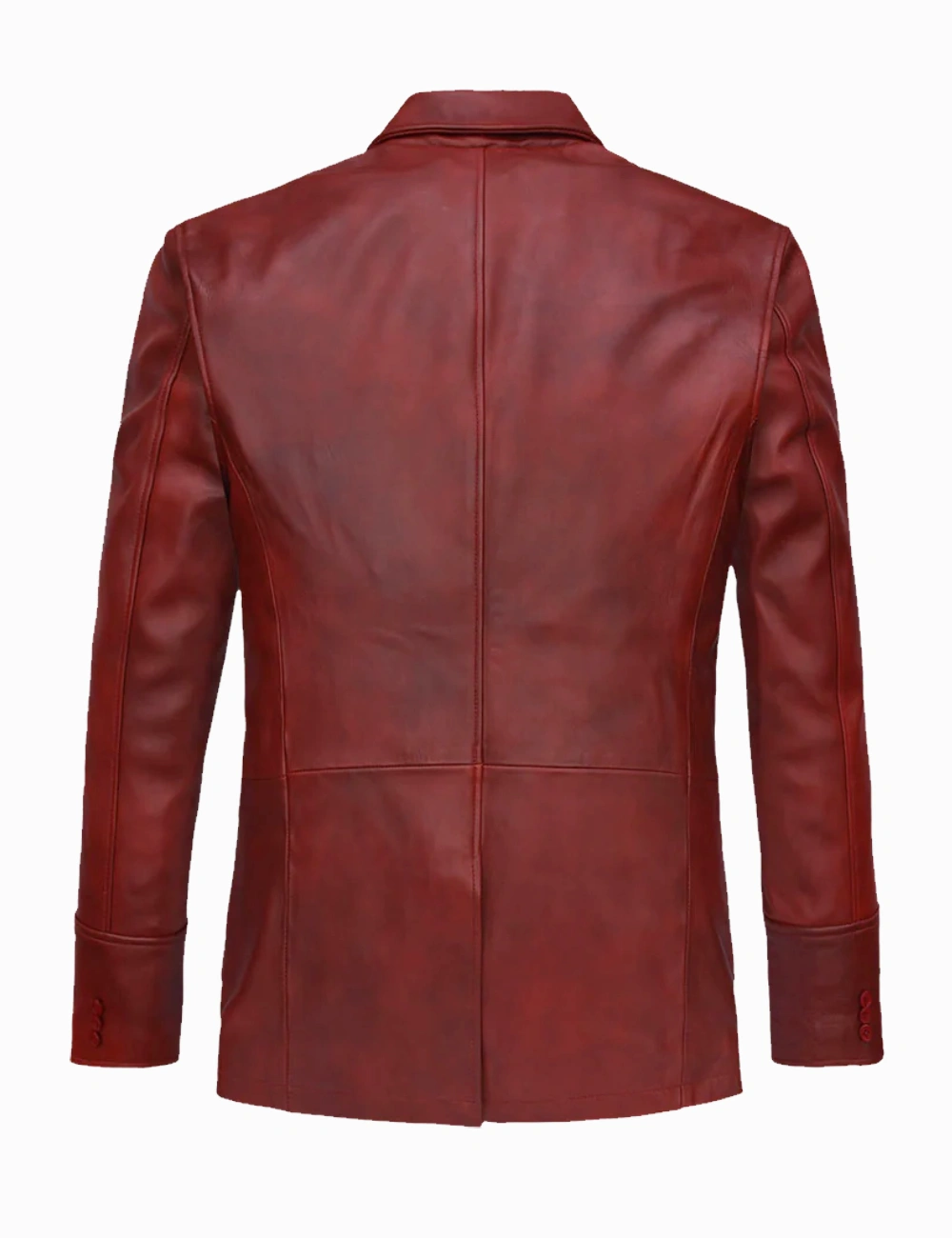 Mens Bold Vintage Red Leather Blazer