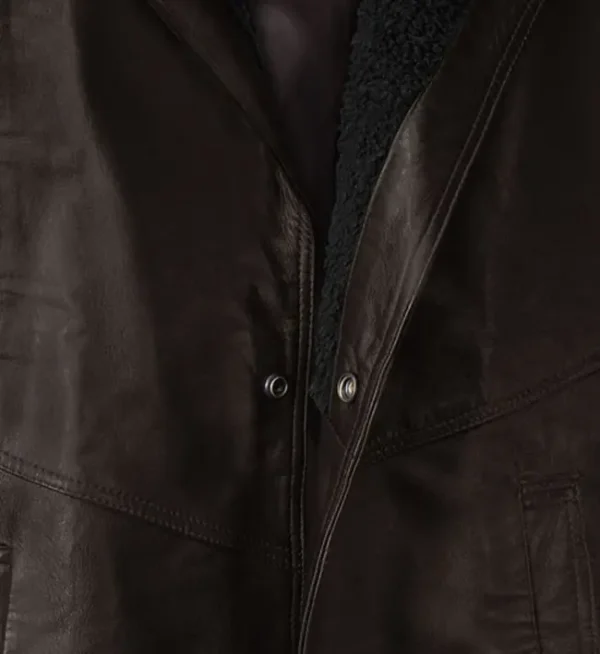 Men Dark Brown Leather Long Coat