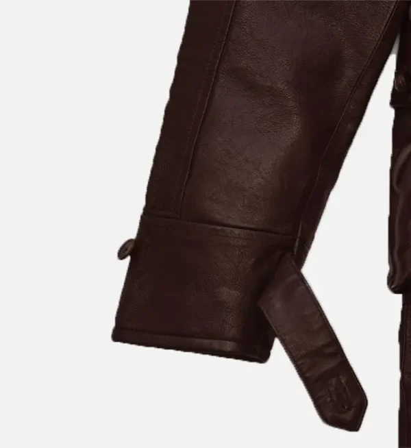 Men Brown Washed Wax Leather Coat