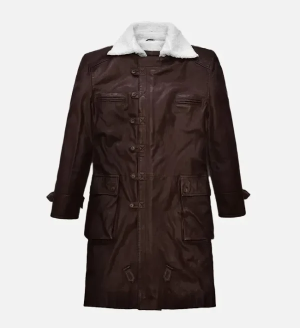 Men Brown Washed Wax Leather Coat