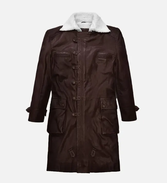 Men Brown Washed Wax Leather Coat