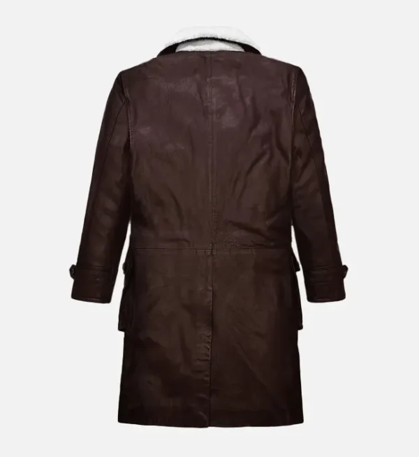 Men Brown Washed Wax Leather Coat