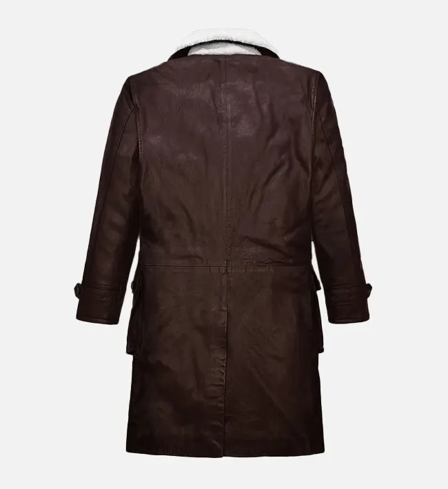 Men Brown Washed Wax Leather Coat