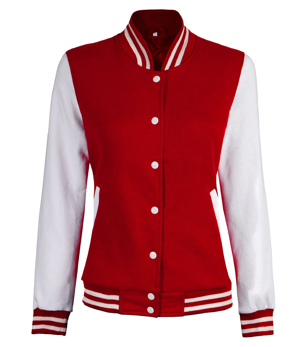 Womens Red And White Varsity Jacket