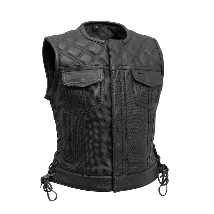 Women Bonnie Perforated Motorcycle Leather Vest