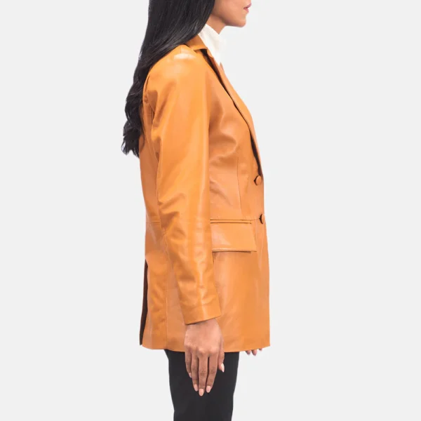 Womens Marilyn Tan Brown Leather Blazer
