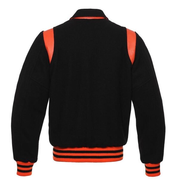 Womens Black Wool Orange Leather Jacket