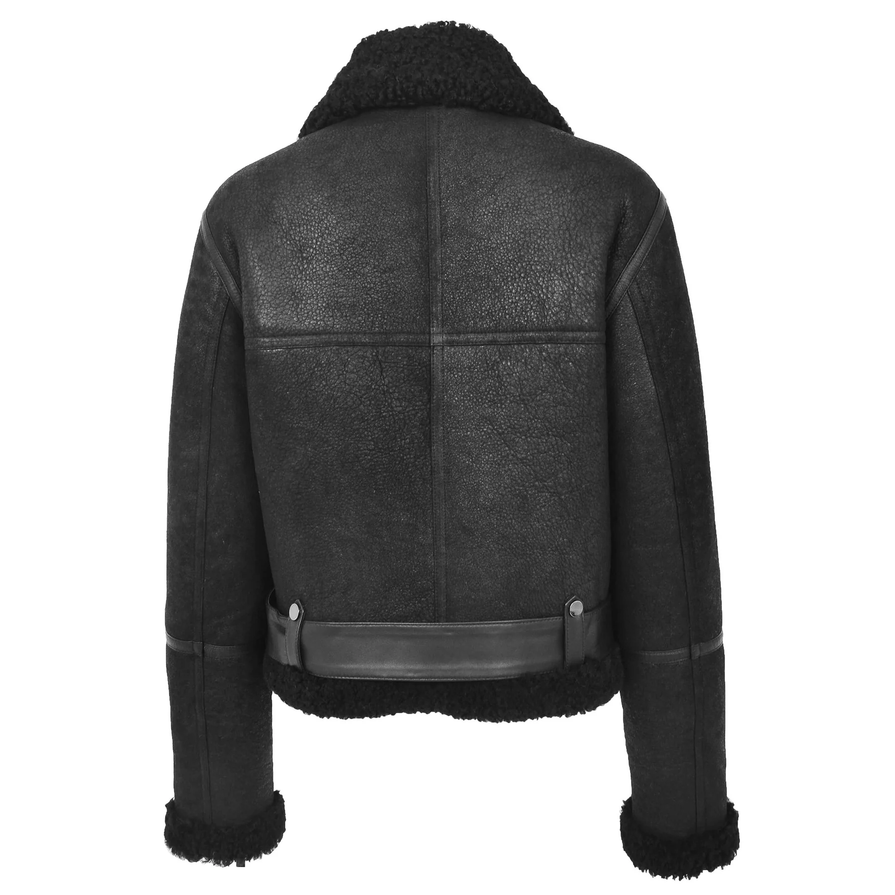 Women Black Falcon Sheepskin Aviator Jacket