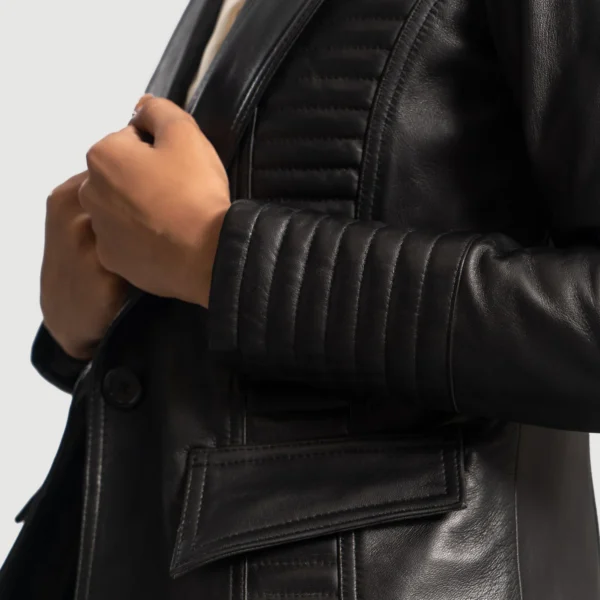 Womens Selina Black Leather Blazer