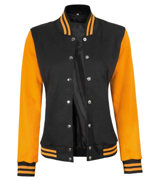 Womens Yellow And Black Varsity Jacket