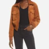 Womens Brown Suede Bomber Jacket