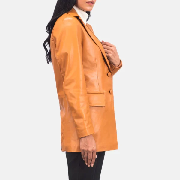 Womens Marilyn Tan Brown Leather Blazer