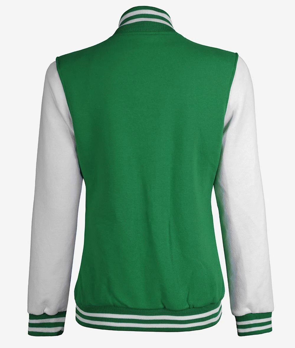 Womens Green And White Varsity Jacket