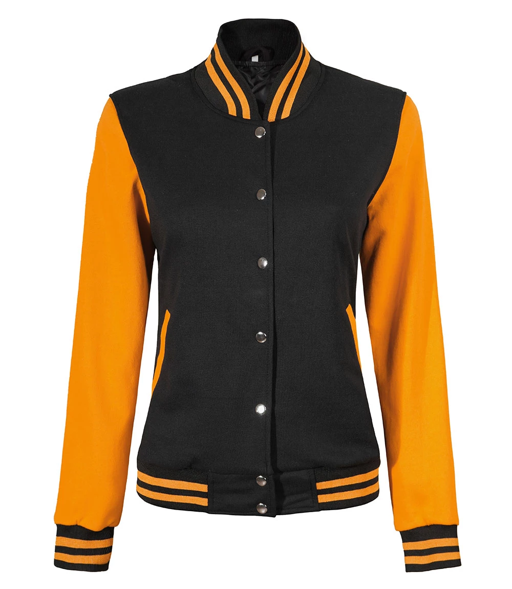 Womens Yellow And Black Varsity Jacket