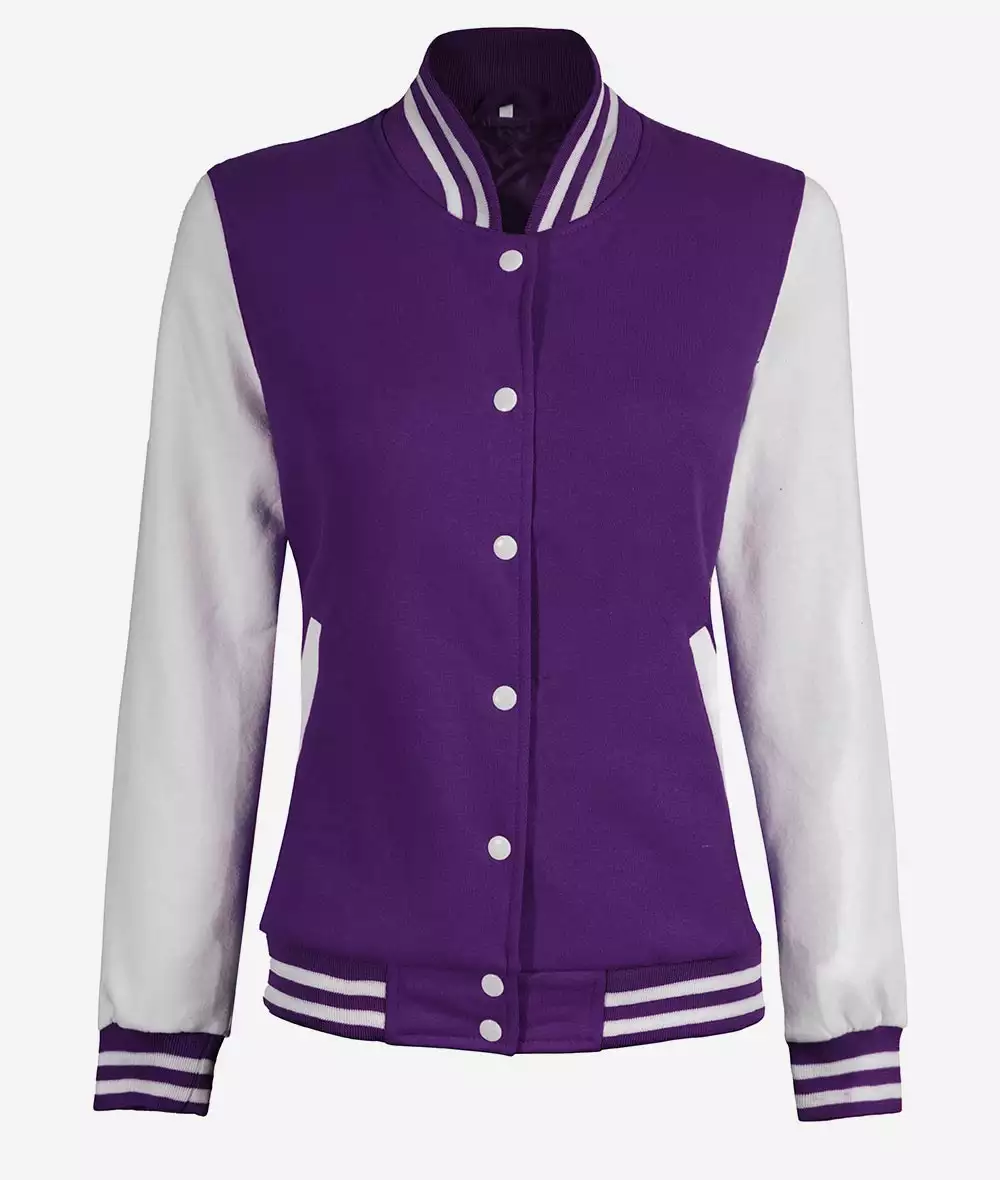 Womens Purple And White Varsity Jacket