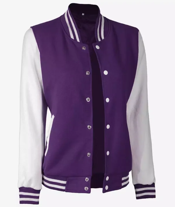 Womens Purple And White Varsity Jacket