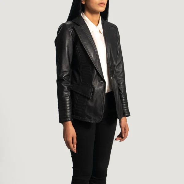 Womens Selina Black Leather Blazer