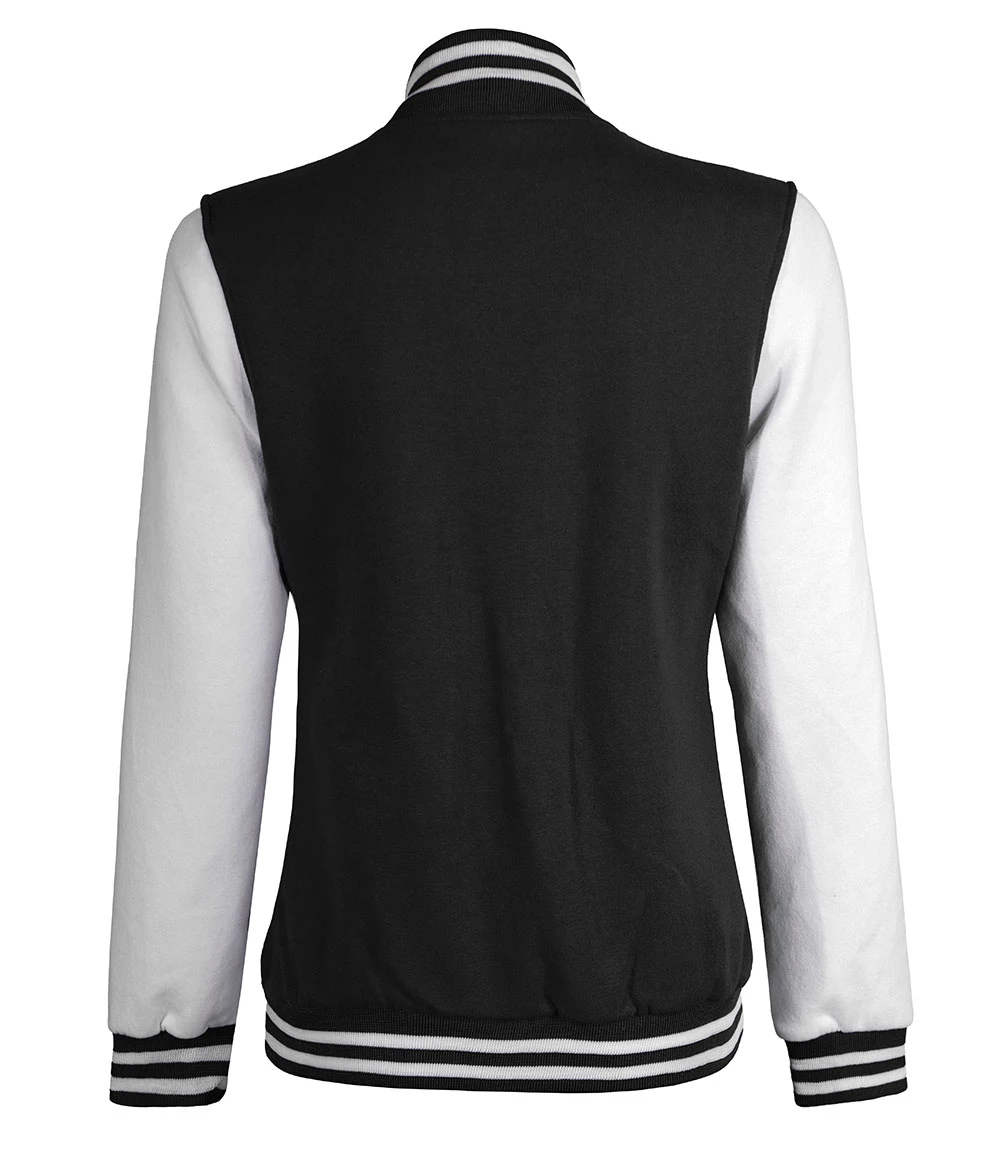 Women Black And White Varsity Jacket
